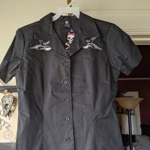 Beauty Fiend black sparrow button down